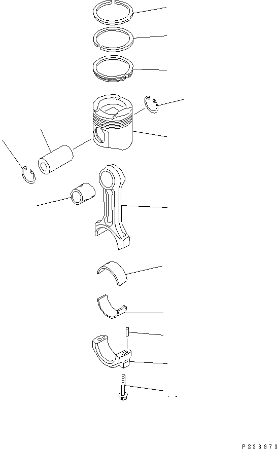 Komatsu parts book diagram for SA6D108-1A-7 S/N 10001-UP: PISTON