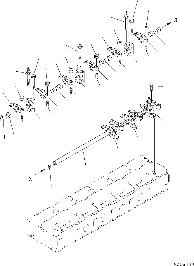 Komatsu parts book diagram for SA6D108-1A-7 S/N 10001-UP: ROCKER ARM