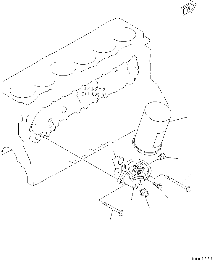Komatsu parts book diagram for SA6D108-1A-7 S/N 10001-UP: OIL FILTER