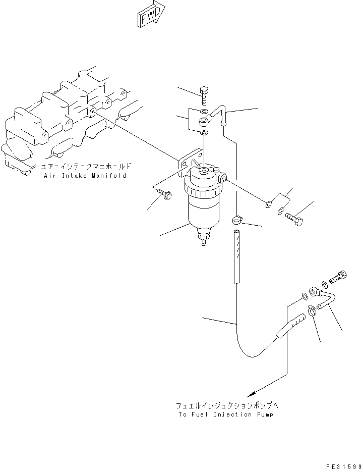 Komatsu parts book diagram for SA6D108-1A-7 S/N 10001-UP: WATER SEPARATOR(#30195-)