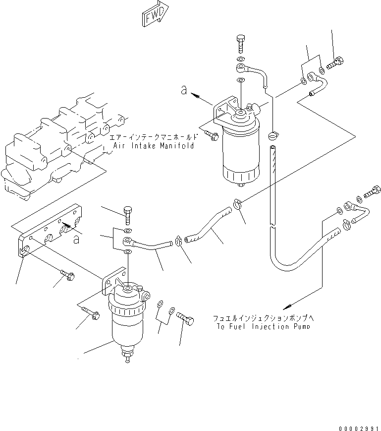 Komatsu parts book diagram for SA6D108-1A-7 S/N 10001-UP: WATER SEPARATER (WITH PRE-FUEL FILTER)(#13907-)