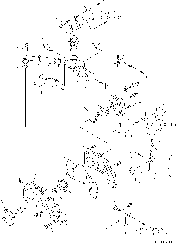 Komatsu parts book diagram for SA6D108-1A-7 S/N 10001-UP: WATER PUMP (SANDY AND DUSTY SPEC.)