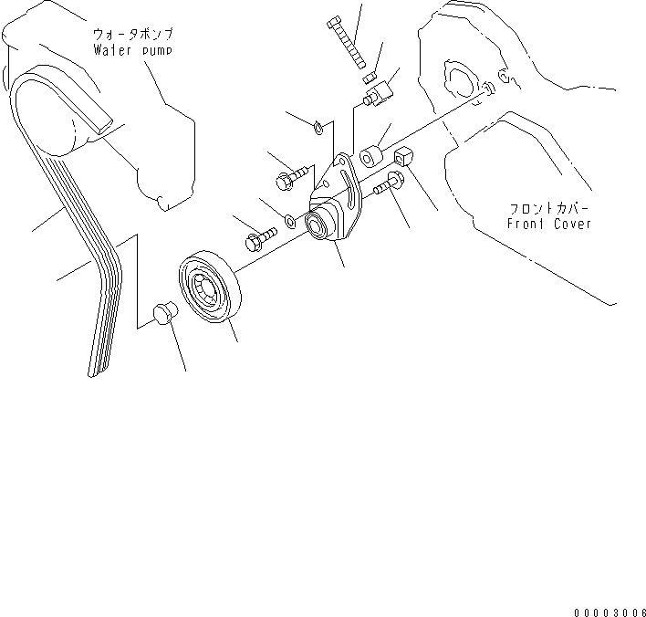 Komatsu parts book diagram for SA6D108-1A-7 S/N 10001-UP: TENSION PULLEY (COLD TERRAIN SPEC.)