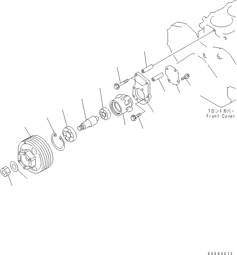 Komatsu parts book diagram for SA6D108-1A-7 S/N 10001-UP: FAN DRIVE (SANDY AND DUSTY SPEC.)