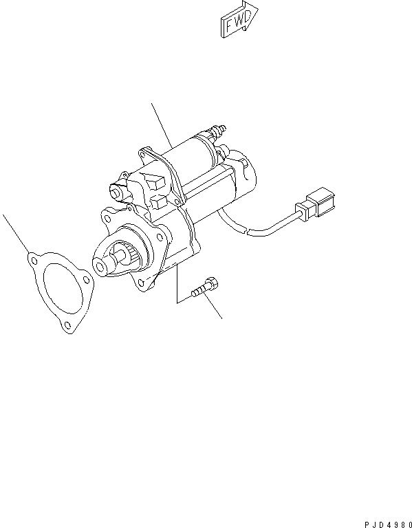 Komatsu parts book diagram for SA6D108-1A-7 S/N 10001-UP: STARTING MOTOR MOUNTING (7.5KW) (X CONNECTOR SPEC.)(#25752-)