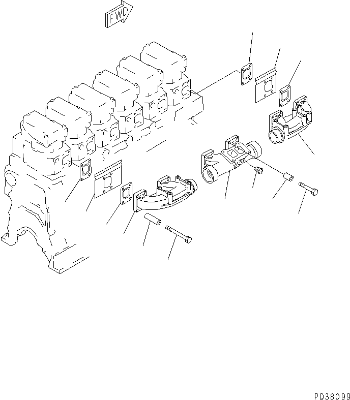 Komatsu parts book diagram for SA6D140-1FF-G S/N 10001-UP: EXHAUST MANIFOLD(#17739-20625)