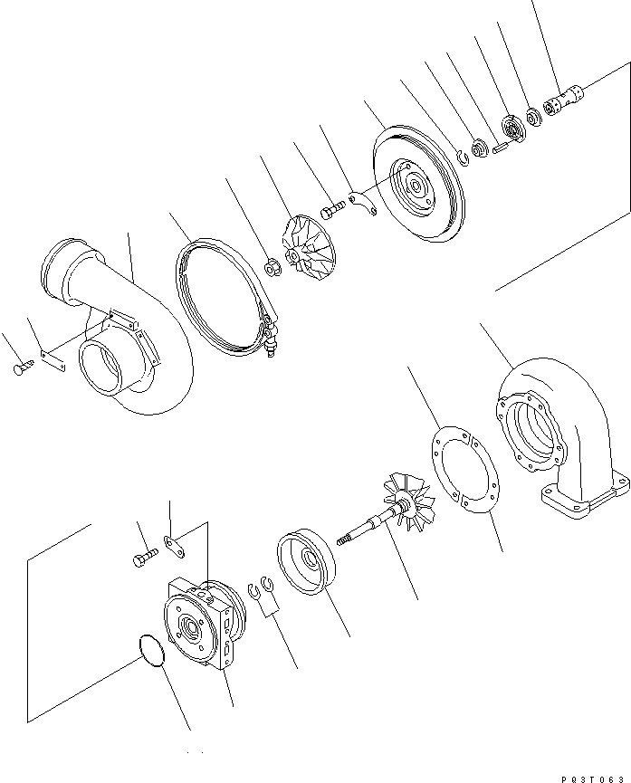 Komatsu parts book diagram for SA6D140-1FF-G S/N 10001-UP: TURBOCHARGER (KTR110G-344E) (INNER PARTS)(#17983-23808)