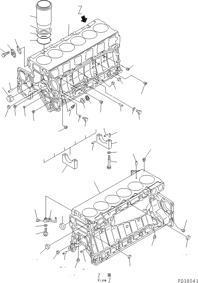 Komatsu parts book diagram for SA6D140-1FF-G S/N 10001-UP: CYLINDER BLOCK(#17983-)