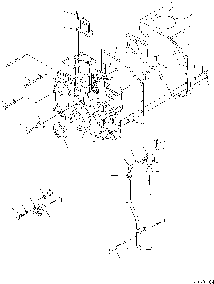 Komatsu parts book diagram for SA6D140-1FF-G S/N 10001-UP: FRONT COVER(#17983-)