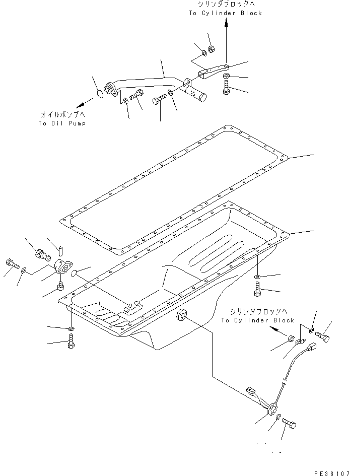 Komatsu parts book diagram for SA6D140-1FF-G S/N 10001-UP: OIL PAN AND SUCTION TUBE (WITH OIL LEVEL SENSOR)(#17983-)
