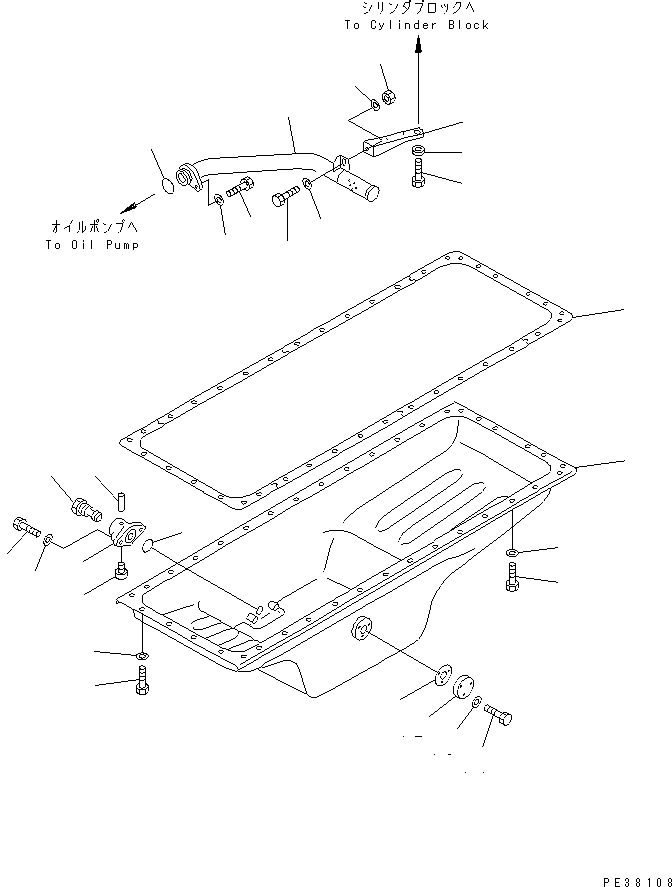 Komatsu parts book diagram for SA6D140-1FF-G S/N 10001-UP: OIL PAN AND SUCTION TUBE (WITHOUT OIL LEVEL SENSOR)(#17983-)