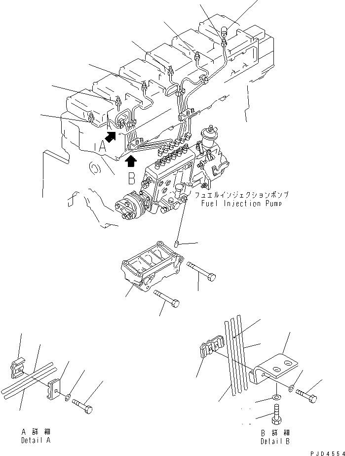 Komatsu parts book diagram for SA6D140-1FF-G S/N 10001-UP: FUEL INJECTION PUMP PIPING(#27573-)