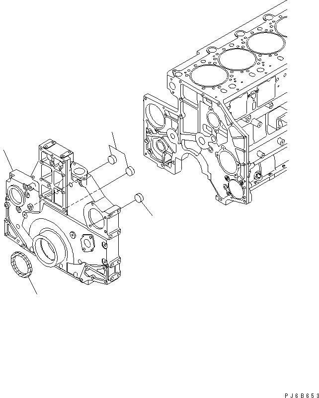 Komatsu parts book diagram for SA6D140E-3E-7 S/N 110001-UP: FRONT COVER (AIR COMPRESSOR SPEC.)