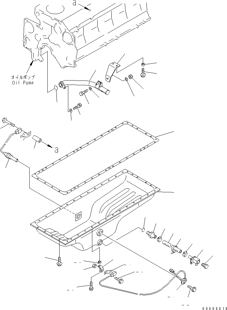 Komatsu parts book diagram for SA6D140E-3E-7 S/N 110001-UP: OIL PAN AND SUCTION TUBE (COLD TERRAN SPEC.)(#111288-)