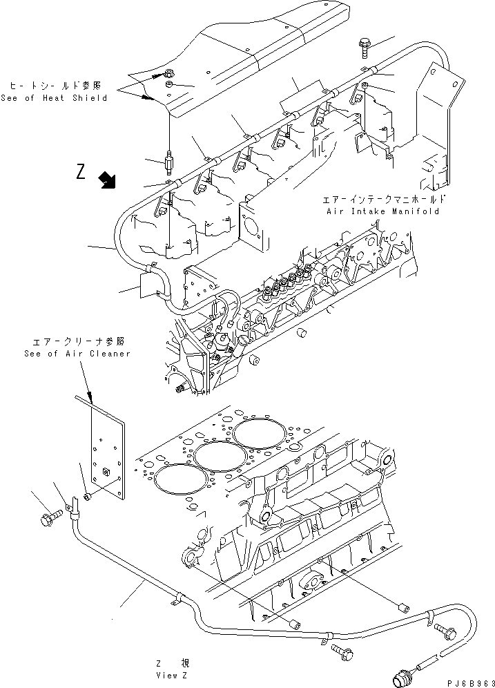Komatsu parts book diagram for SA6D140E-3E-7 S/N 110001-UP: WIRING (2/3) FUEL INJECTOR