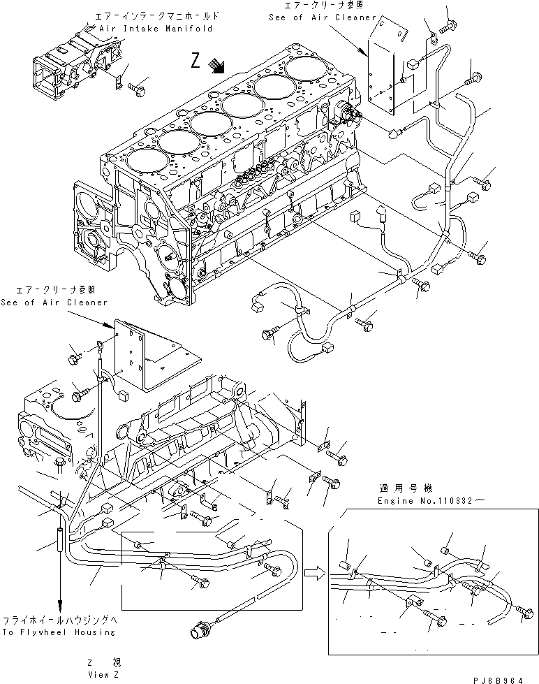 Komatsu parts book diagram for SA6D140E-3E-7 S/N 110001-UP: WIRING (3/3) SENSOR