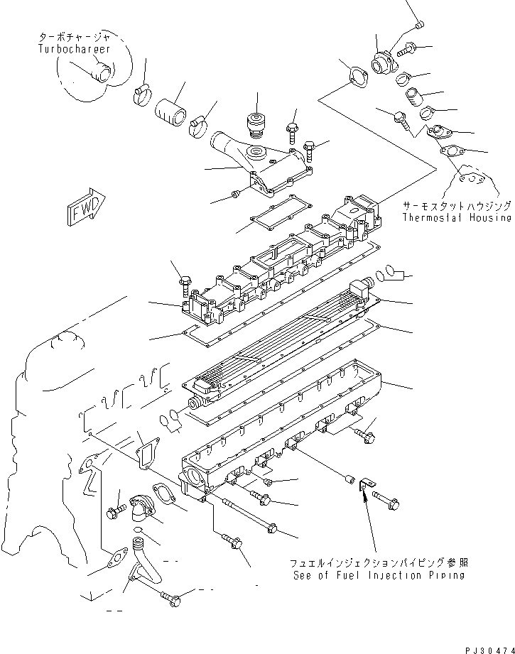 Komatsu parts book diagram for SA6D108E-2A-H7 S/N 19030-UP: AIR INTAKE MANIFOLD (FOR ELECTRICAL GOVERNOR)(#25950-)