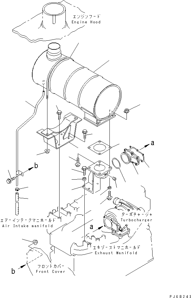 Komatsu parts book diagram for SA6D108E-2A-H7 S/N 19030-UP: MUFFLER(#32610-)