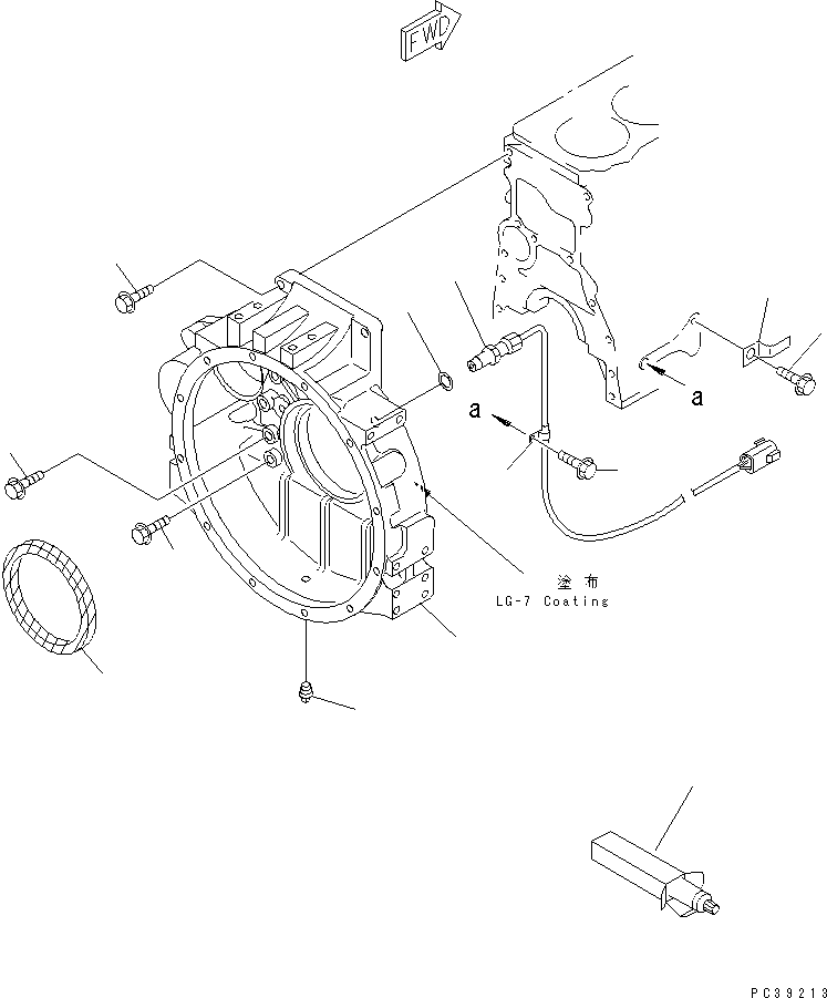 Komatsu parts book diagram for SA6D108E-2A-H7 S/N 19030-UP: FLYWHEEL HOUSING (WITH REVORUTION SENSOR)(#21560-)