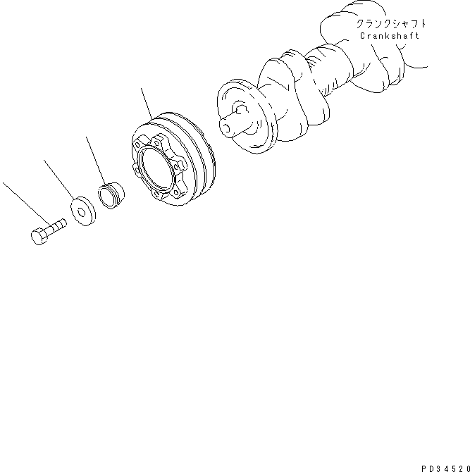 Komatsu parts book diagram for SA6D108E-2A-H7 S/N 19030-UP: CRANK PULLEY (NON HARDENING PULLEY)(#21560-35927)