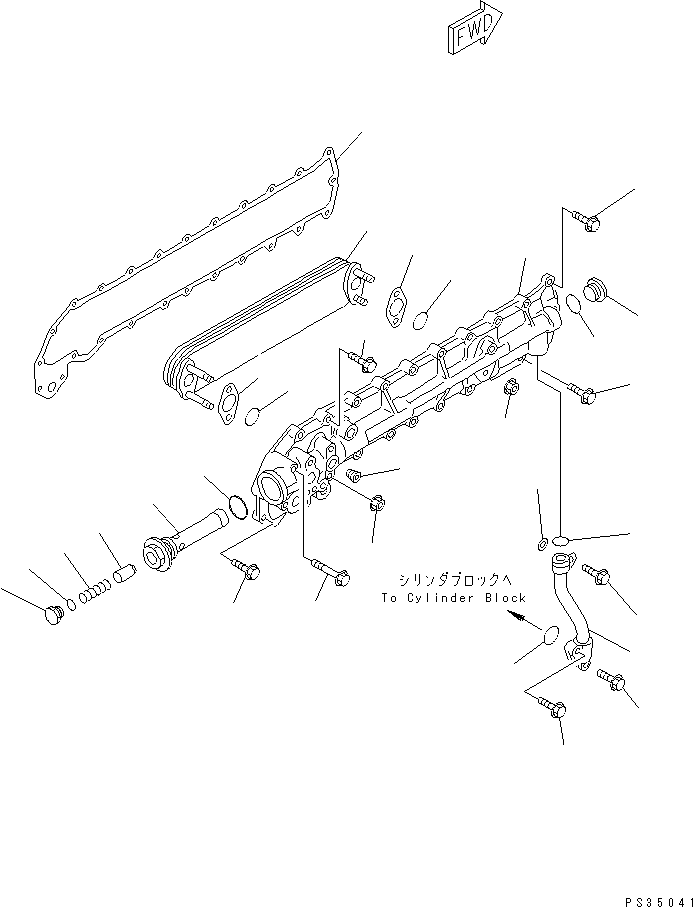 Komatsu parts book diagram for SA6D108E-2A-H7 S/N 19030-UP: OIL COOLER (FOR ERECTRICAL GOVERNOR)(#21562-)