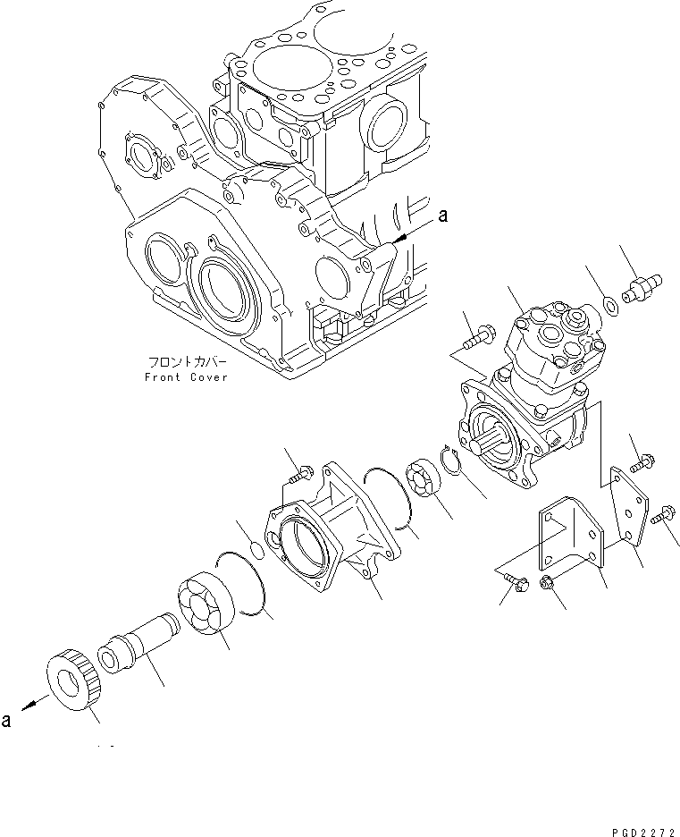 Komatsu parts book diagram for SA6D108E-2A-H7 S/N 19030-UP: AIR COMPRESSOR MOUNTING(#32423-)