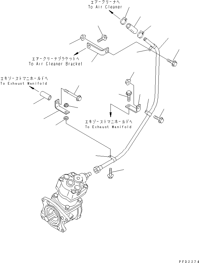 Komatsu parts book diagram for SA6D108E-2A-H7 S/N 19030-UP: AIR COMPRESSOR PIPING (AIR)(#32423-)
