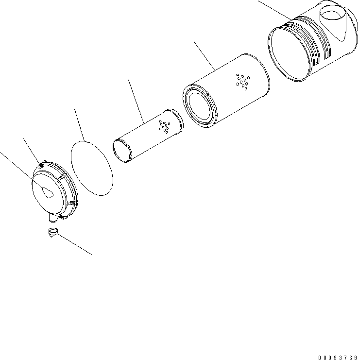 Komatsu parts book diagram for SA6D140E-3L-7 S/N 110001-UP: AIR CLEANER (INNER PARTS)