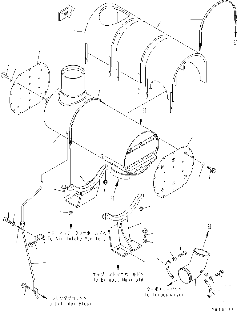 Komatsu parts book diagram for SA6D140E-3L-7 S/N 110001-UP: MUFFLER