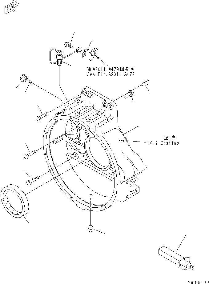 Komatsu parts book diagram for SA6D140E-3L-7 S/N 110001-UP: FLYWHEEL HOUSING