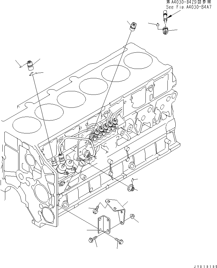 Komatsu parts book diagram for SA6D140E-3L-7 S/N 110001-UP: FUEL SUPPLY PUMP BRACKET AND CONNECTION COVER