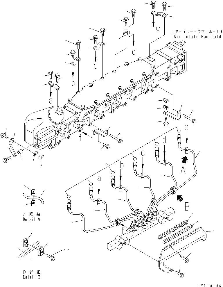 Komatsu parts book diagram for SA6D140E-3L-7 S/N 110001-UP: FUEL PIPING