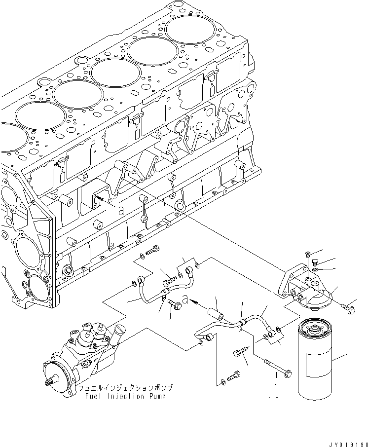 Komatsu parts book diagram for SA6D140E-3L-7 S/N 110001-UP: FUEL FILTER (THREAD 1-5/8)