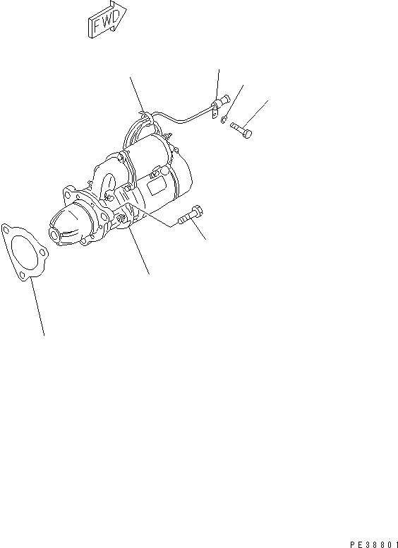 Komatsu parts book diagram for SA6D140E-3L-7 S/N 110001-UP: STARTING MOTOR MOUNTING (11KW)