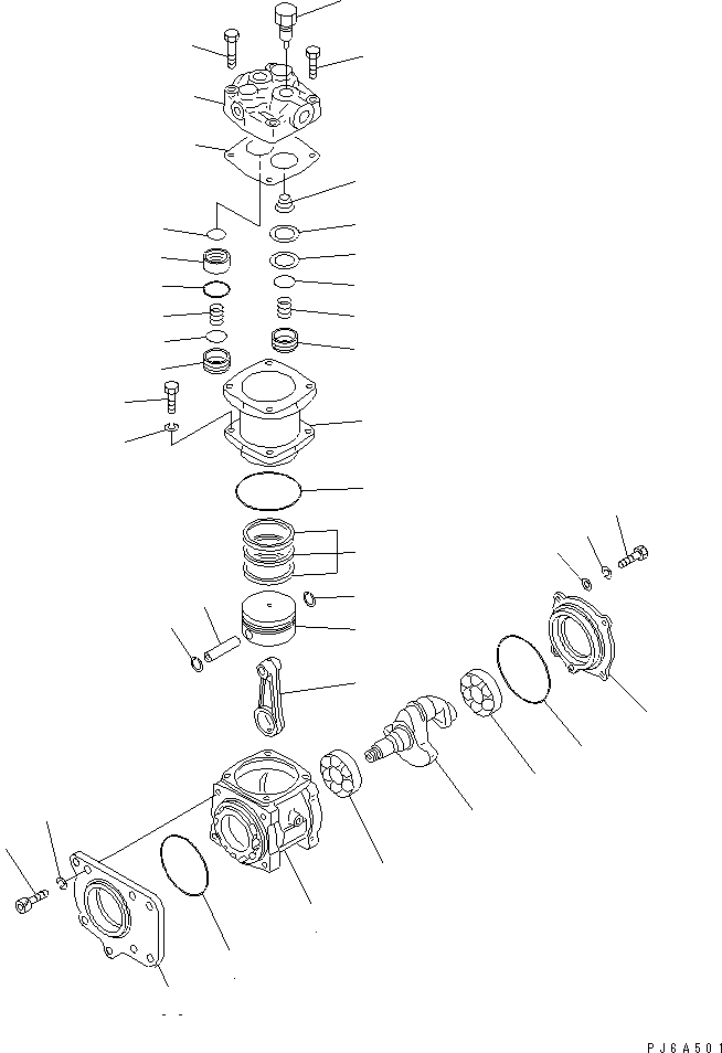 Komatsu parts book diagram for SA6D140E-3L-7 S/N 110001-UP: AIR COMPRESSOR (INNER PARTS)