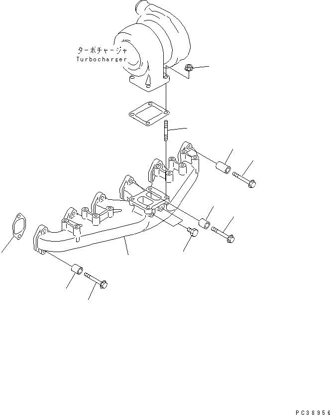 Komatsu parts book diagram for SA6D108E-2A-S7 S/N 19030-UP: EXHAUST MANIFOLD(#21562-)