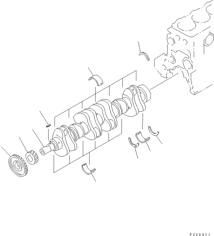 Komatsu parts book diagram for SA6D108E-2A-S7 S/N 19030-UP: CRANKSHAFT(#21560-)
