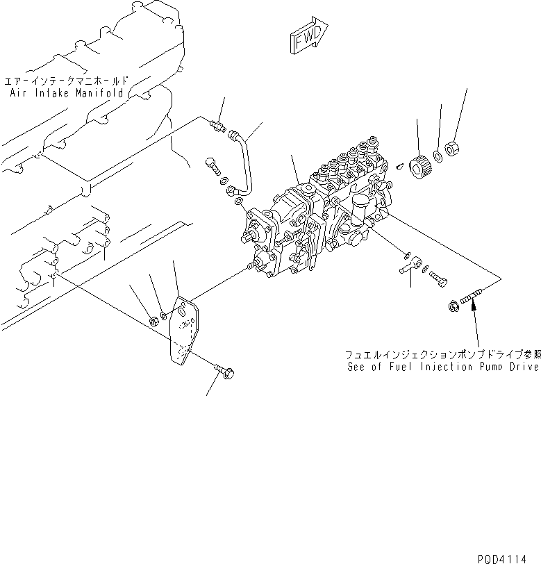 Komatsu parts book diagram for SA6D108E-2A-S7 S/N 19030-UP: FUEL INJECTION PUMP MOUNTING (FOR MECHANICAL GOVERNOR)(#21722-)