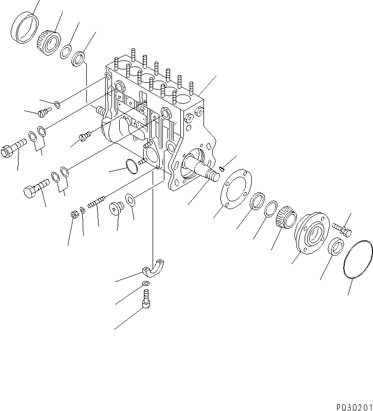 Komatsu parts book diagram for SA6D108E-2A-S7 S/N 19030-UP: FUEL INJECTION PUMP (PUMP) (1/2) (FOR MECHANICAL GOVERNOR) (INNER PARTS)(#21722-)