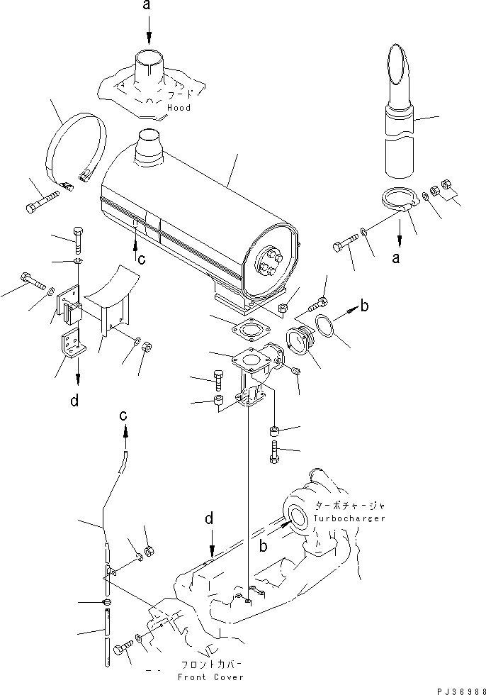 Engines Komatsu / SA6D110-1V S/N 50202-UP(sa6d112r) / MUFFLER AND MOUNTING (TUNNEL SPEC.)(030080 : 0164)