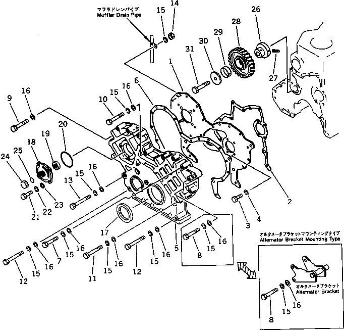 Engines Komatsu / SA6D110-1V S/N 50202-UP(sa6d112r) / FRONT COVER AND GEAR(060020 : 0206)
