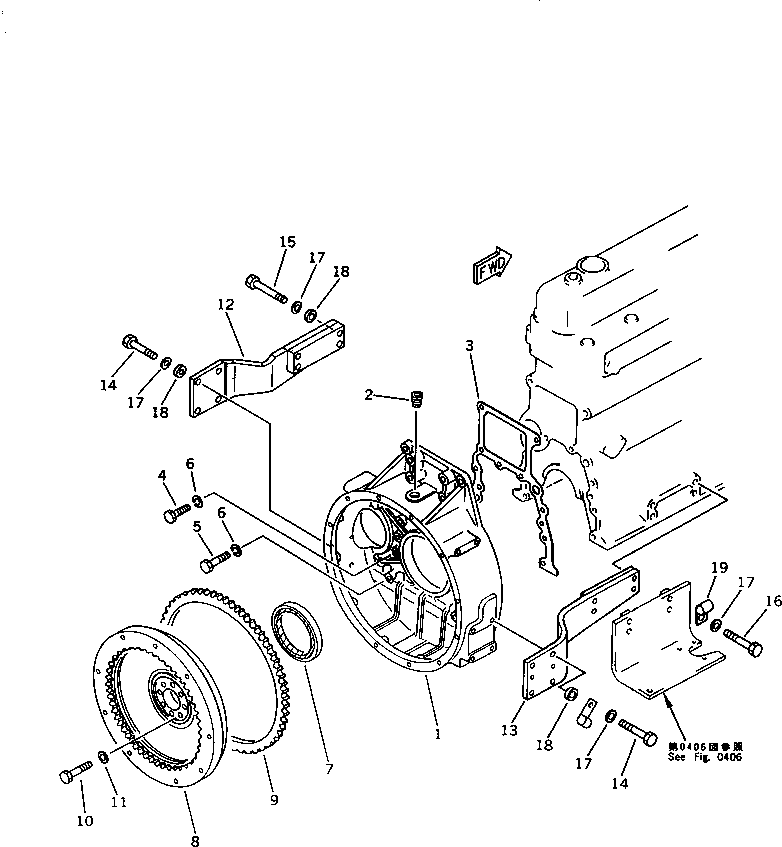 Engines Komatsu / SA6D110-1V S/N 50202-UP(sa6d112r) / FLYWHEEL AND FLYWHEEL HOUSING(060050 : 0222)