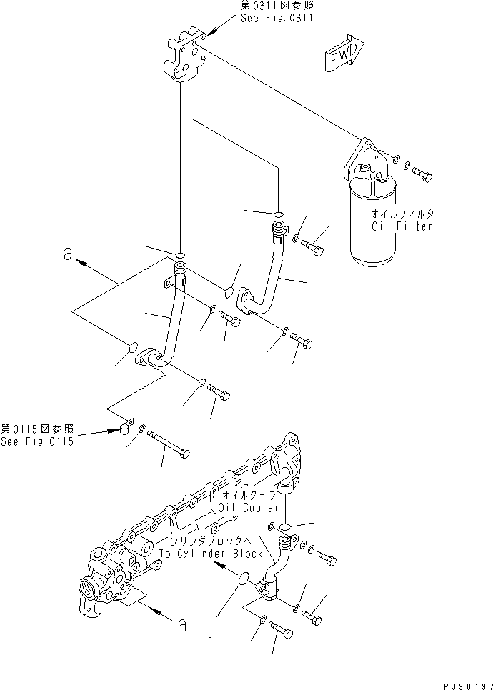 Engines Komatsu / SA6D110-1V S/N 50202-UP(sa6d112r) / LUBRICATING OIL PIPING(090030 : 0321)