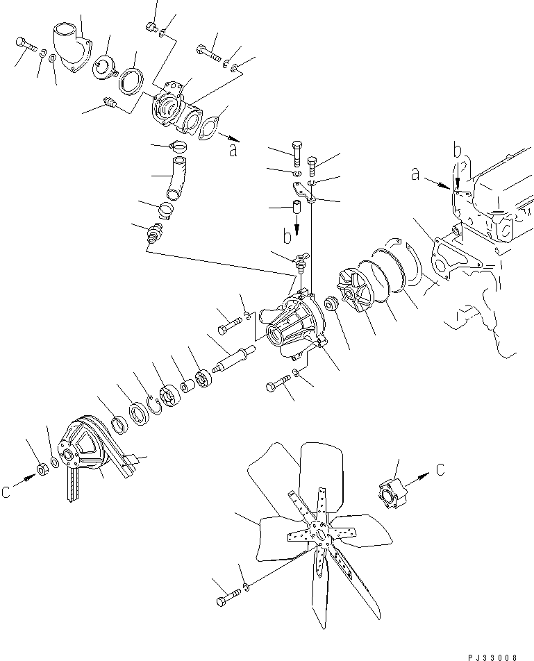 Engines Komatsu / SA6D110-1J S/N 50202-UP(sa6d116c) / WATER PUMP AND COOLING FAN (LOG LOADER) (EXCEPT JAPAN)(150030 : 0504)