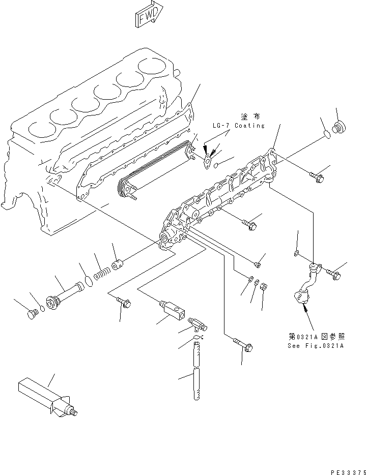 Komatsu parts book diagram for SA6D110-1W S/N 54110-UP: LUBRICATING OIL COOLER(#60925-)