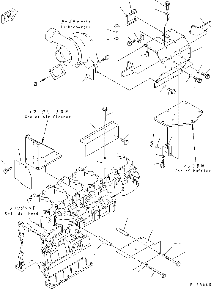 Komatsu parts book diagram for SA6D140E-3CM-7 S/N 110001-UP: HEAT SHIELD