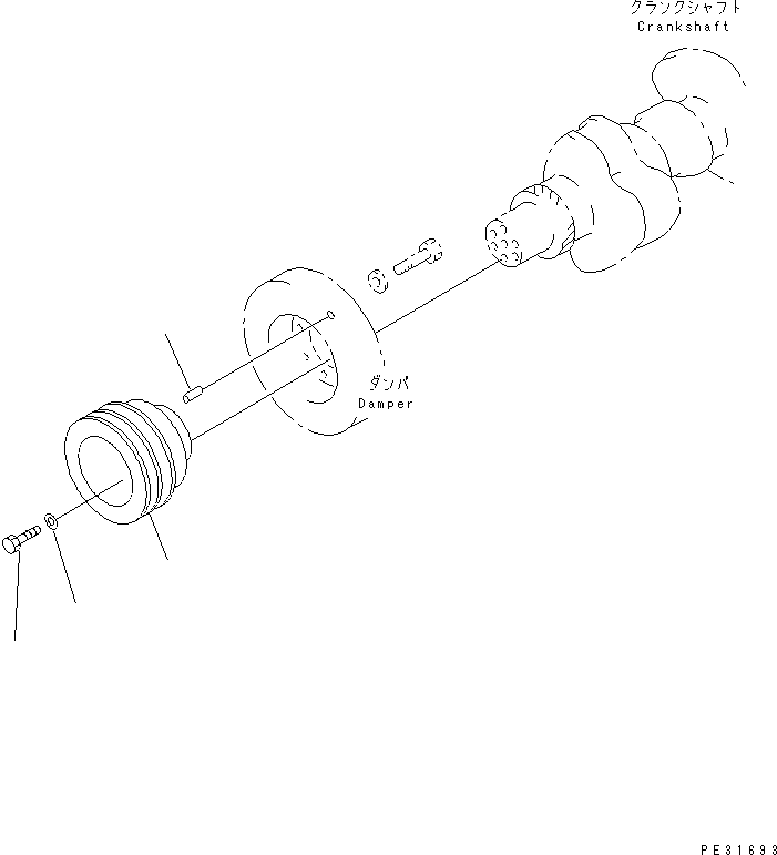 Komatsu parts book diagram for SA6D140E-3CM-7 S/N 110001-UP: CRANK PULLEY