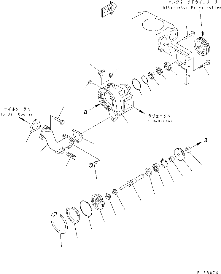 Komatsu parts book diagram for SA6D140E-3CM-7 S/N 110001-UP: WATER PUMP