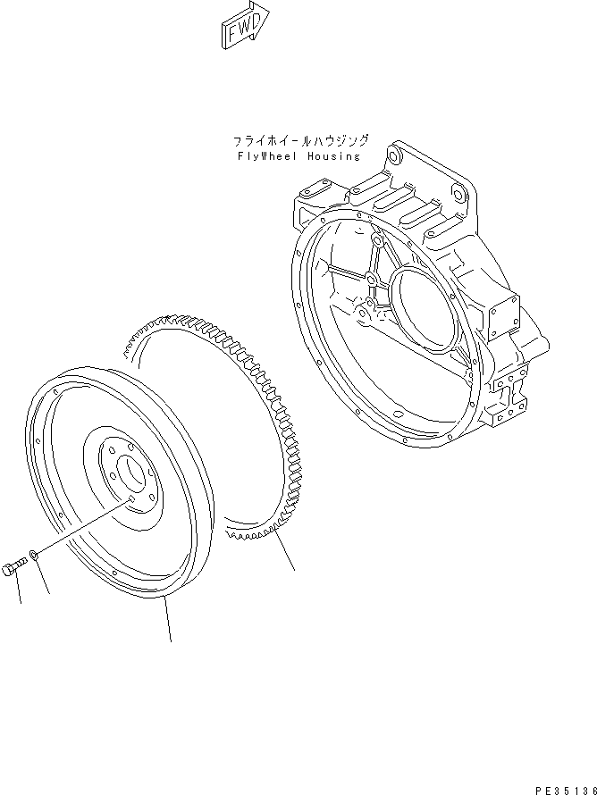 Komatsu parts book diagram for SA6D125E-2A-KU S/N 60721-UP: FLYWHEEL