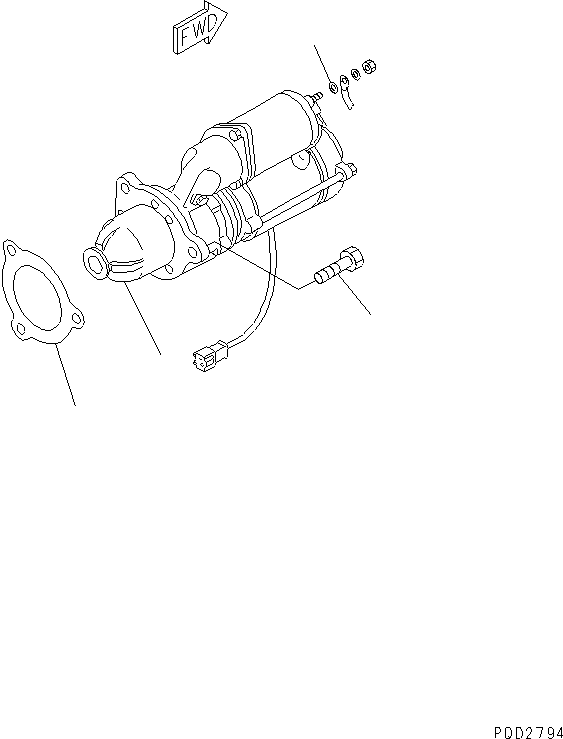 Komatsu parts book diagram for SA6D125E-2A-KU S/N 60721-UP: STARTING MOTOR MOUNTING (7.5KW)(#70176-)